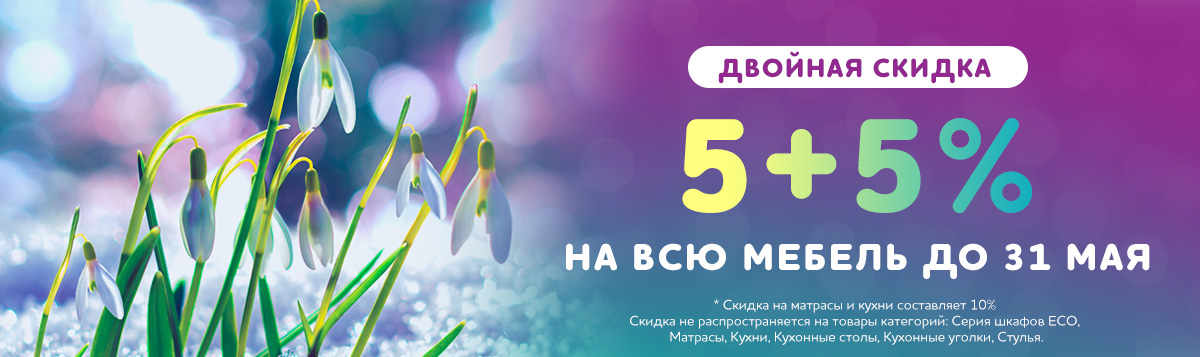 Двойная скидка 5+5%!