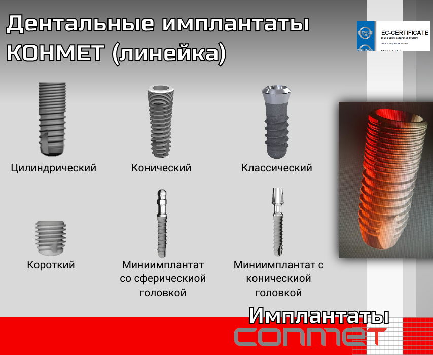 Дентальные имплантаты КОНМЕТ (линейка)